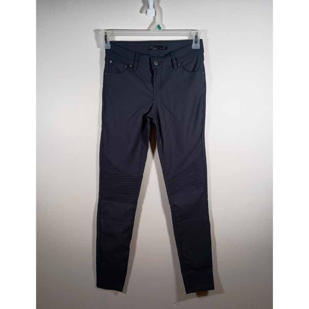 prAna Pants Brenna Moto Womens Gray Skinny Slim Stretch Nylon Jegging Size 2